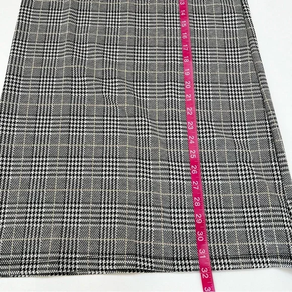 Zara Black and White Plaid Sheath Dress Short Sleeve Crew Neck Sequin Flowers - Picture 11 of 13